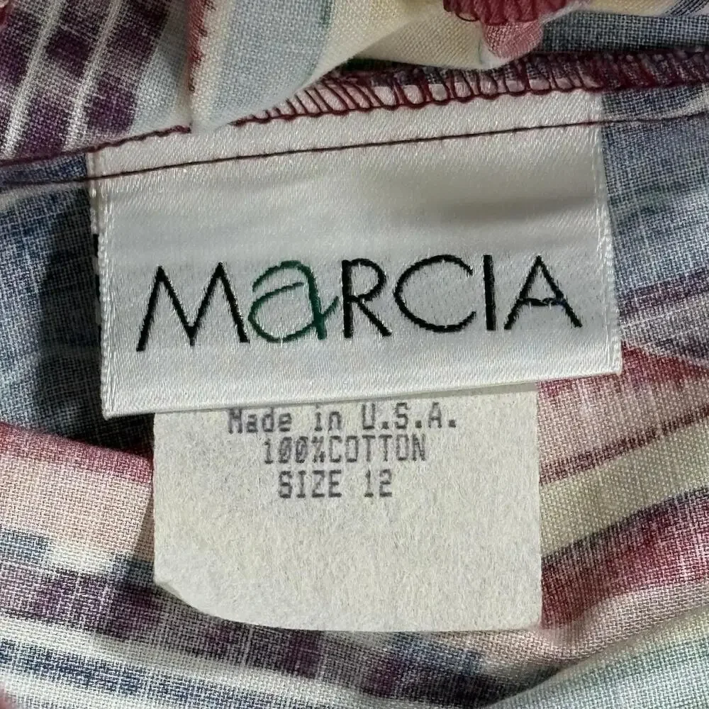 Marcia Shorts Womens 12 Blue Red Stripe Pleated Bermuda Cotton Elastic Waist